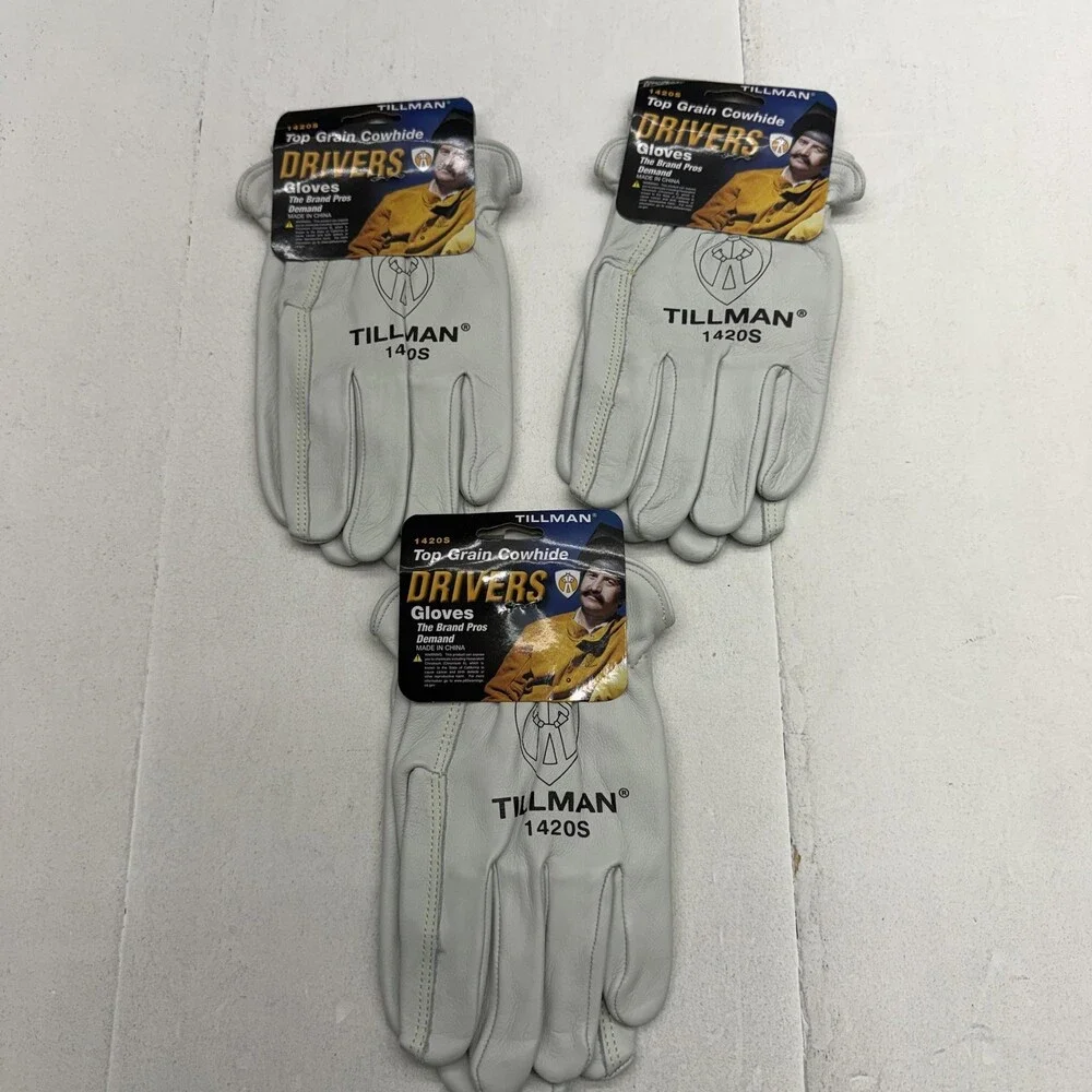 Tillman 1420S Drivers Gloves Top Grain Cowhide Leather Size S 3 Pack Gray